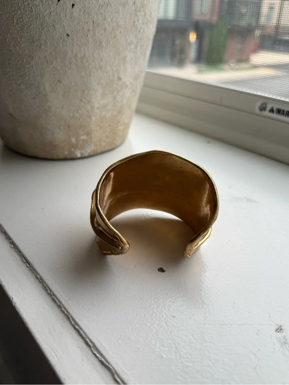 Bold Gold Sculptural Cuff Bracelet — Women's Fashion Bracelet
